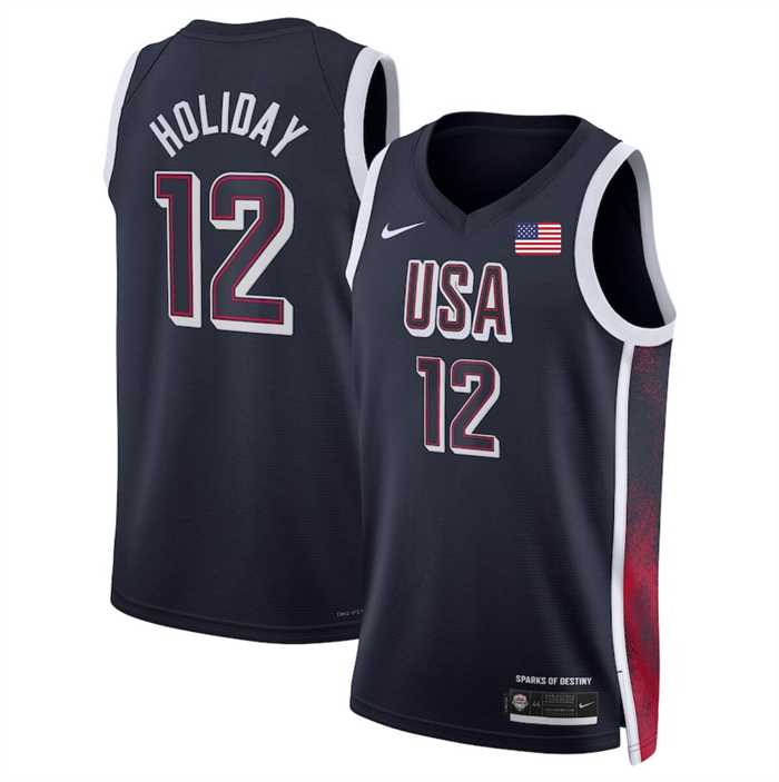 Mens USA Basketball #12 Jrue Holiday Navy 2024 Swingman Stitched Jersey->team usa basketball->NBA Jersey